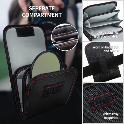 Professional Photography Filter Bag, Camera Lens Filter Bag Filter Entrainment Waterproof And Dustproof Anti-Fall Design, Suitable for 25mm-58m Fi...
