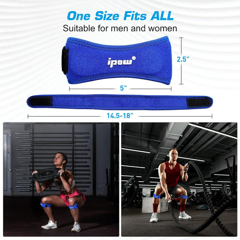 IPOW 2 Pack Knee Pain Relief & Patella Stabilizer Knee Strap Brace Support for Hiking, Soccer, Basketball, Running, Jumpers Knee, Tennis, Volleyba...