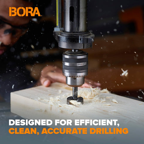 BORA BFB-009713 5/8" Dia Tempest Forstner Bit 3-1/2" OAL, Round 5/16" Shank for Wood Drilling Ideal for Cabinet Making and Fine Woodworking Projec...