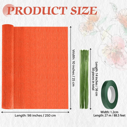 Mlurcu Crepe Paper 6 Rolls Red Crepe Paper 10 Inch Wide Crepe Paper Streamers Crepe Paper Flower Making Kits Green Floral Tape and Floral Stem Wir...