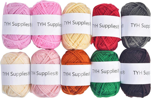 TYH Supplies Assorted Yarn Set - 10-Pack, 100% Acrylic, Medium Weight, Soft Hand, 10 Colors, 44 Yards Each, Knitting & Crochet Supplies...