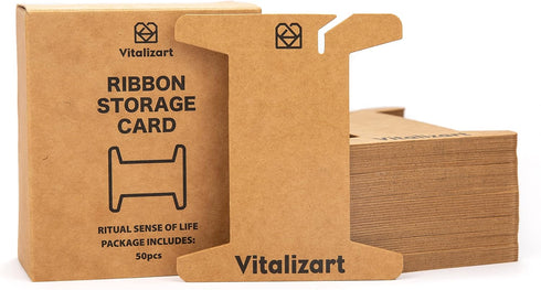 Vitalizart Ribbon Storage Organizer 50 Pcs Ribbon Spools Empty Cardboard Yarn Bobbins Holder for Gift Wrap Storage Craft Embroidery Crochet Cross ...