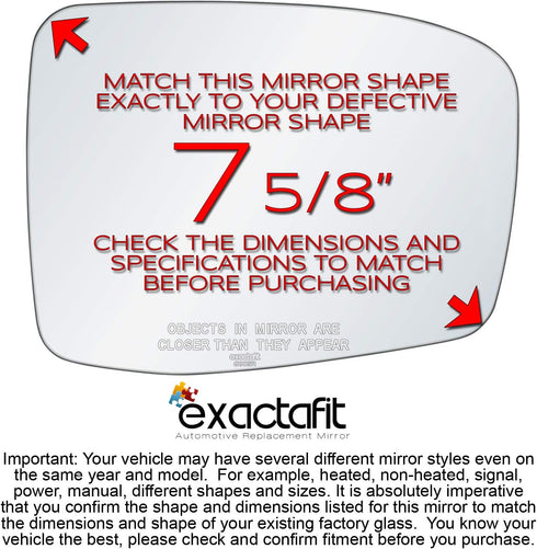 exactafit 8805R Passenger Side Mirror Glass Replacement Repair Compatible With 2005 2006 2007 2008 2009 2010 Honda Odyssey...