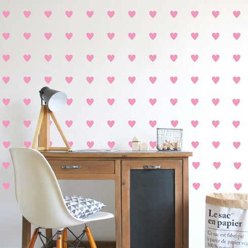 2inchx100 Pieces DIY Heart Wall Decal Vinyl Sticker for Baby Kids Children Boy Girl Bedroom Decor Removable Nursery Decoration (Soft Pink)...
