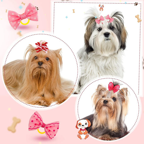 40 Pcs Dog Hair Clips and Dog Hair Bow Crown Dog Accessories Princess Style for Small Dog Crystal Rhinestone Puppies Barrette Rubber Band Flower B...