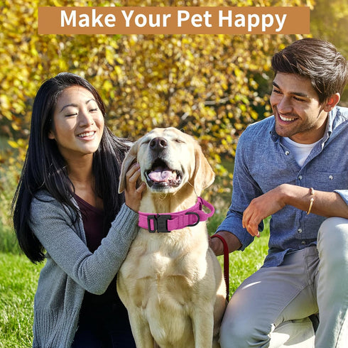 Tactical Dog Collar Heavy Duty Metal Buckle with Handle for Dog Training (Pink, M)...