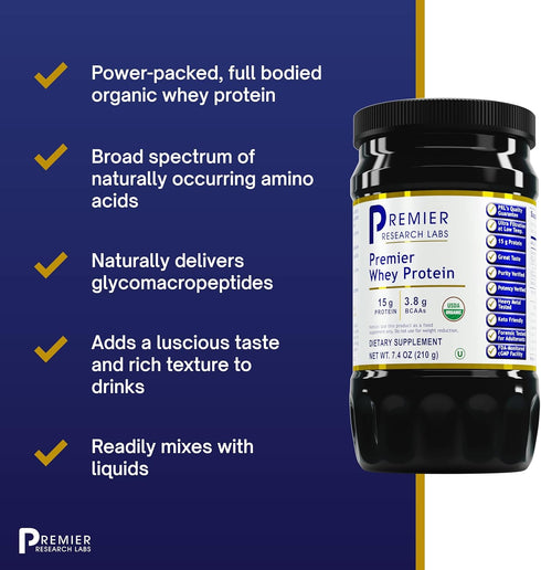 Premier Research Labs Whey Protein Powder - Amino Acid Protein - Low Heat Filtered - Kosher Drink Mix - 7.4 oz...