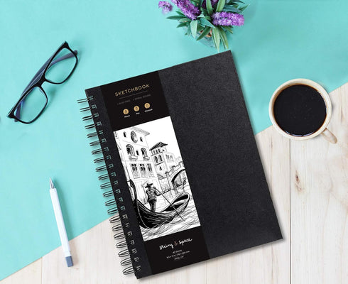 Artist’s Sketchbook Hardcover – 200GSM Very Thick Paper – Large, Spiral Sketch Book for Drawing and Mixed Media – Sketch Pad, Art Book - 8.25 x 11...