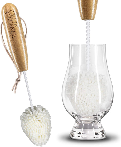 Whiskey Tasting Glass Brush - Also for wine glasses and champagne flutes, Natural Bamboo 3-Pack...