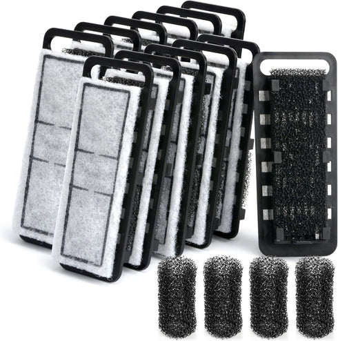 NICREW Slim Aquarium Filter Cartridges (12 pcs) with Intake Sponges (4 pcs)...