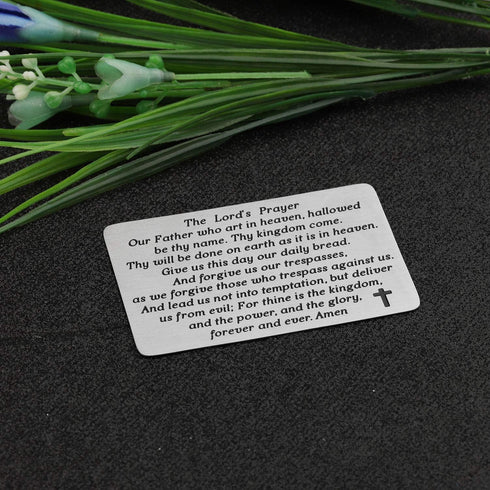 The Lord's Prayer Engraved Wallet Card Bible Verse Wallet Insert Christian Jewelry Religious Gift (The Lord's Prayer Wallet Card)...
