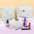 3Pcs Cotton Quilted Makeup Bag Large Travel Cosmetic Bag,Big Coquette Makeup Bag,Floral Aesthetic Toiletry Organizer Bag Zipper Pouch for Women Gi...