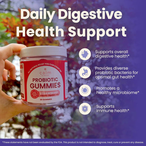 Probiotic Gummies, Strawberry-Flavored, All-Natural Vegan Probiotics for Adults, 10 Billion CFUs, Probiotic for Digestive Regularity, Immunity, Sk...