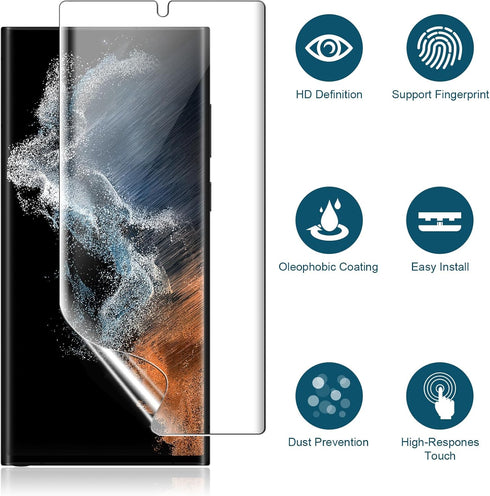 EGV 3 Pack for Samsung Galaxy S22 Ultra Screen Protector, Touch Sensitive, Anti-Scratch 3D Curved Upgrade Flexible TPU Screen Protector for Galaxy...