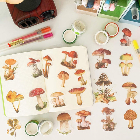 60PCS Mushroom Laptop Stickers Decals, Doraking DIY Mushroom Plants Decoration Stickers Decals for Windows, Refrigerator, Decoration (Mushroom Col...