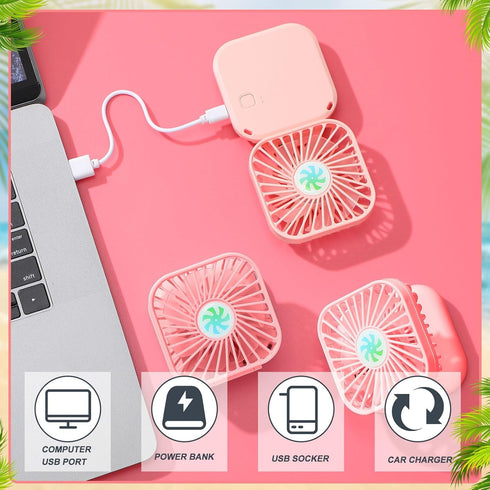 Hortsun 3Pack Necklace Fan Portable Neck Hanging Fan Mini Fan Handheld Fan for Cooling Small Personal Hands Free Fan USB Rechargeable Battery 3 Sp...