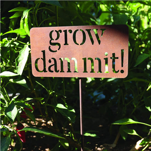 Island Genius Grow Dammit Funny Garden Décor Sign Gardening Gifts for Women and Men Who Love Plants, Alloy Steel...