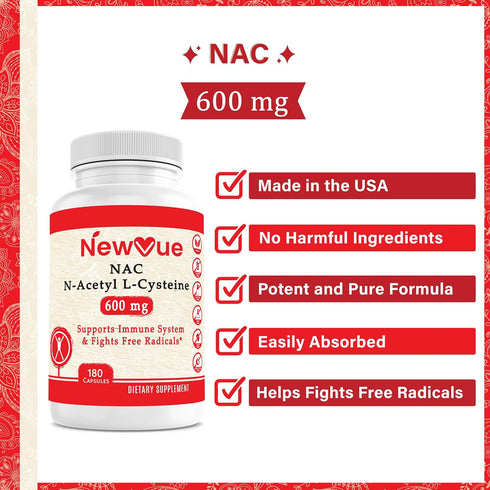 N-Acetyl L-Cysteine (NAC) 600mg, 180 Capsules - Non-GMO, Gluten Free...
