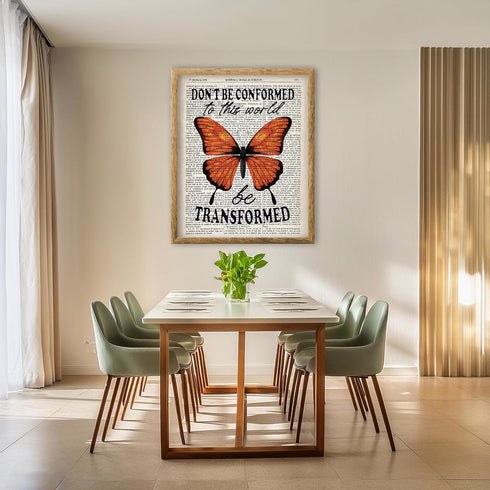 Posterizer 1 pcs-Butterfly Print-Don't be Conformed, be Transformed-Motivational Inspirational Art for Animal Lovers-Gift for book lovers-Living ...