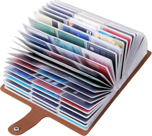 RFID Credit Card Holder for Women & Men, Large Business Card Organizer With 96 Slots, Store All Kinds of Cards and Important Bills (Brown)...