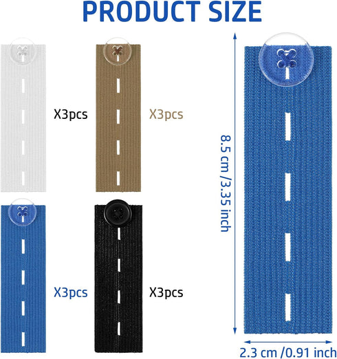 12pcs Button Extender for Pants, Adjustable Button Extenders for Jeans, Invisible Elastic Pant Extenders for Jeans, Waist Extenders for Pants for ...