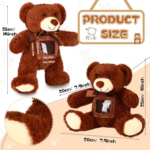 14 Inch Remembrance Bear Plush Stuffed Animal with Recorder Soft Doll Fabric Animal Toy with a Picture Frame for Baby Shower Wedding Birthday Gift...