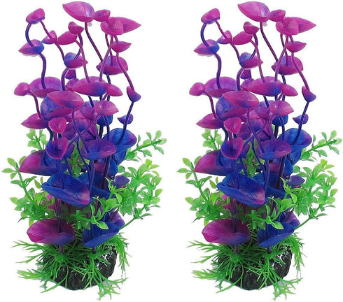 CNZ Purple/Green Aquarium Plastic Artificial Plants 8-inch Tall, 2-Pack...