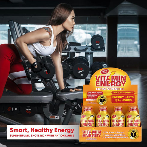 Vitamin Energy Extra Strength Energy Drink Shots | Natural Nutrients to Energize & Support Immune System | Sugar & Carb-Free | Immunity Formula | ...