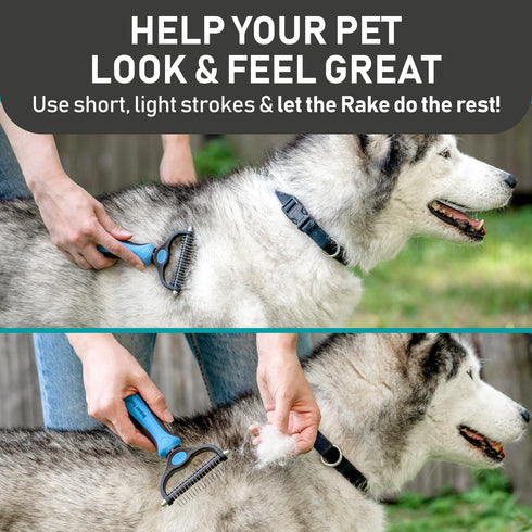 Maxpower Planet Pet Grooming Brush and 2X Grooming Gloves Combo - Double Sided Dematting, Deshedding Undercoat Rake for Dogs - Cat Brush, Dog Brus...