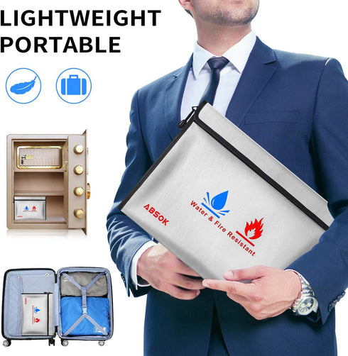 Fireproof Document Bag?Fireproof Money Safe Document Bag 15 x11 & 9x7 Inches Set Non-Itchy Silicone Coated Fire Resistant Bag Fireproof Safe Stora...