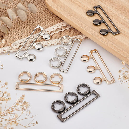 BENECREAT 3 Set 3 Colors Wide Waist Belt Eye Buckle, 2.7x1.2 Metal Hook Buckle Fastening Belt Accessories for DIY Waist Belt Hand Sewing Dress Bel...