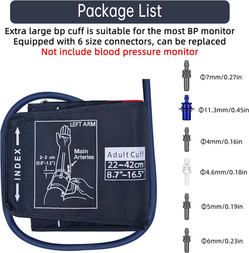 Large Blood Pressure Cuff, 8.7”-16.5” (22-42CM) BP Cuff Compatible with Omron BP Monitor, Replacement Cuff for Adult Big Arms, 6 Connectors...