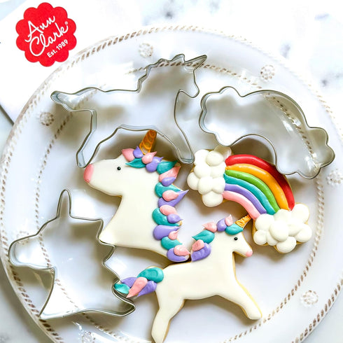 Unicorn Cookie Cutters 3-Pc. Set Made in USA by Ann Clark, Unicorns and Rainbow...