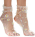 Seashell White Translucent Daisy Socks Women Fashion Sheer Socks - See Through Mesh Socks for Women - Floral Tulle Socks (US sizes 5-8)...