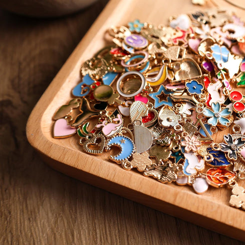 BigOtters 150PCS Enamel Charms for Jewelry Making, Enamel Charm Pendants Assorted Gold Plated Enamel Charm Set for DIY Crafts Bracelet Necklace...
