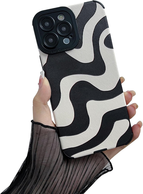 Compatible with iPhone 13 Pro Max Cute Wave Pattern Mobile Case for Women Girls?Soft TPU Anti-Bump Phone Case Zebra Pattern Design Silicone Case f...