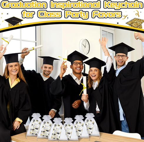150 Pcs 2025 Graduation Gifts Keychain Class of 2025 Graduation Gifts Include 50 Inspirational Acrylic Keychain with Tassels 50 Grad Cards 50 Orga...
