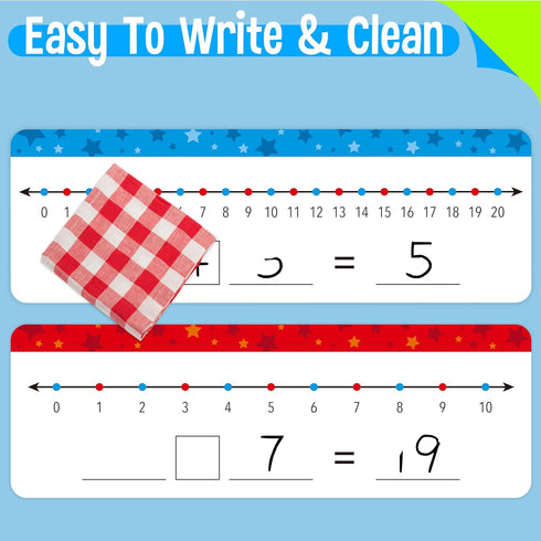 15 PCS Number Line Dry Erase Boards, Double Sided Writable and Erasable Board-0-10 on One side & 0-20 on Other Side Math White Board for Kids, Stu...
