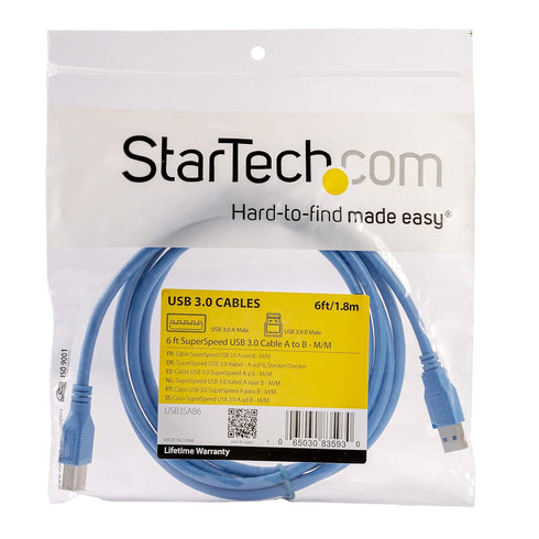 StarTech.com USB 3.0 Cable, 6ft, A to B, Blue...