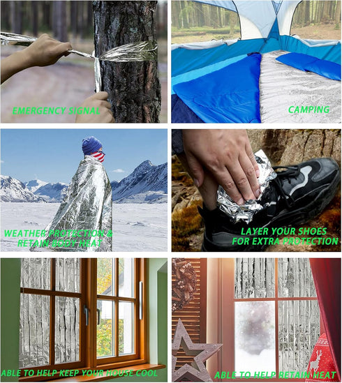 Emergency Foil Thermal Blanket (Pack of 6), Survival Blankets Perfect for Outdoors, Hiking, Survival, Marathons or First Aid...