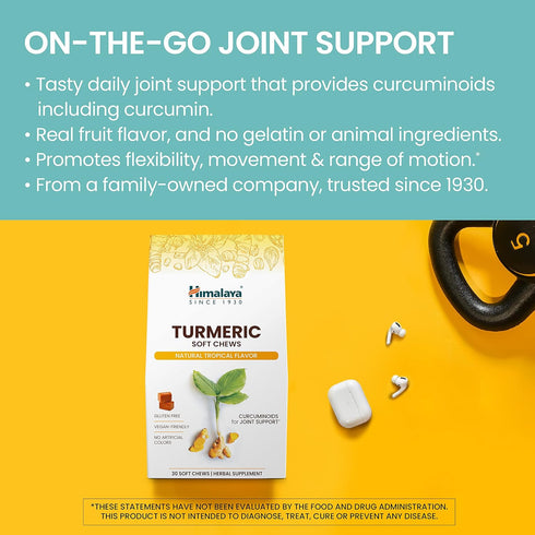 Himalaya Turmeric Chews with Curcumin for Healthy Joint Support, and Optimum Flexibility & Mobility, 300 mg of Extracts per Serving, 30 Soft Chews...