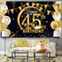 Birthday Party Decoration Extra Large Fabric Black Gold Sign Poster for Anniversary Photo Booth Backdrop Background Banner, Birthday Party Supplie...