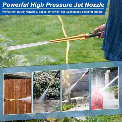 3/4 GHT Brass Garden Water Hose Spray Nozzle, 6 Inch High Pressure Water Hose Jet Nozzle Sprayer Sweeper for Cleaning Clutter, Roads, Yard, Vehicl...