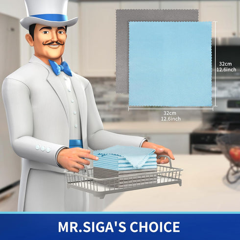 MR.SIGA Fish Scale Pattern Cleaning Cloths, Reusable Microfiber Cleaning Cloths, Lint Free Microfiber Kitchen Towels for Polishing, 10 Pack, 12.6 ...