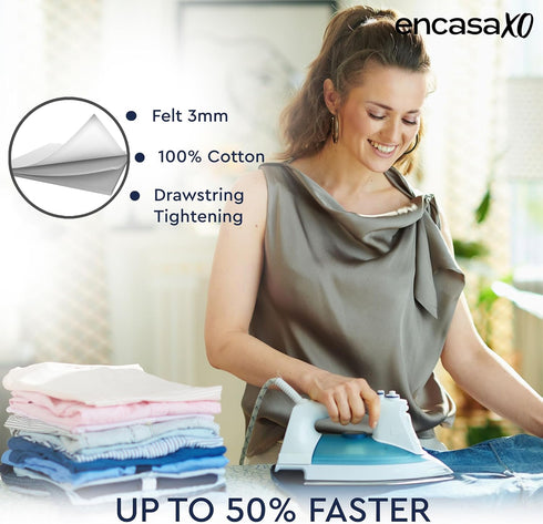 Encasa XO Ironing Board Cover and Pad 54"x15" - Thick 3mm Felt Padding, Drawstring Tightening & Lock, Easy Fit, Scorch & Stain Resistant, Fits Sta...