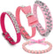 4 Pcs Pink Dog Collar Spiked Studded Dog Collars Pearls Dog Necklace Dog Collar with Rhinestone Bow Knot Crystal Diamond Colorful Flower Bling Gir...