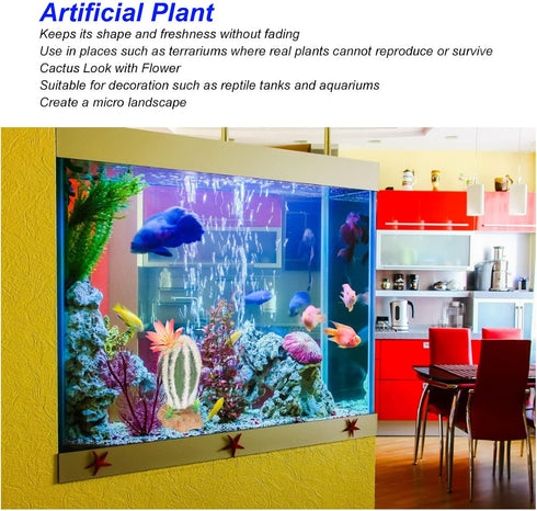 HEEPDD Aquarium Cactus Plant, Artificial Cactus Plant Landscaping Decoration for Fish Tank Reptile Terrarium...