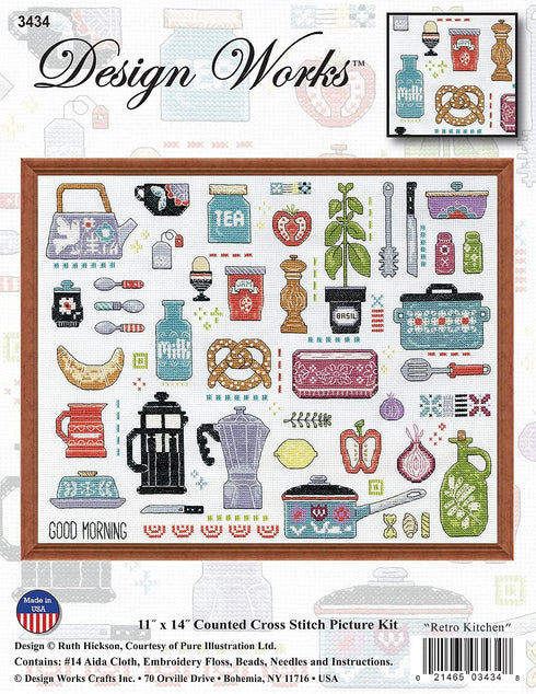 Design Works Crafts Retro Kitchen Counted Cross Stitch Kit...