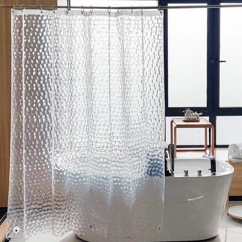 NTBAY EVA Clear Shower Curtain with Water Cube, Water-Repellent Liner with 3 Magnets for Bathroom, 72x72 Inches...