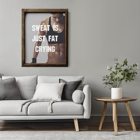 Posterizer 1 pcs-Sweat is just fat crying-funny working out quotes-Comedy Art-Motivational & Inspirational Art-Decor for Gym, Studio- UNFRAMED Wal...